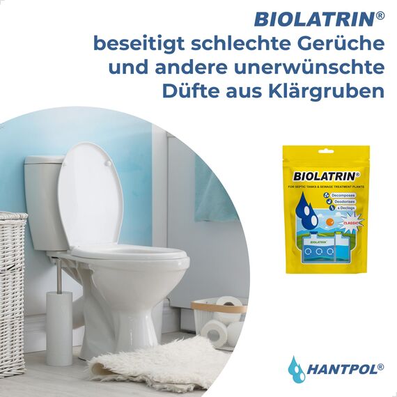 BIOLATRIN CLASSIC Fortschrittliche biologische Klärgrubenbehandlung - Klärgruben zersetzer - Für Haus, Hof, Freizeitanlagen - Schnelle Ergebnisse für die Sickergrube - 2 x 400G - Sparset 2 Packungen