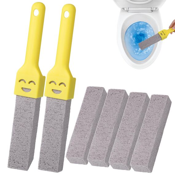 6 geruchlose Pomez-Steine, Fußstein für Toilette mit 2 Griffen, austauschbarer Bimsstein für Toilette, Pomez-Stein für die natürliche Toilettenreinigung für die Reinigung von Bädern, Pool