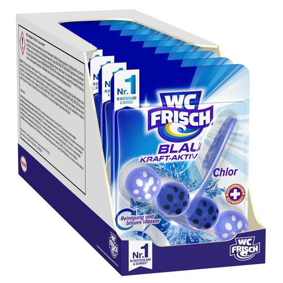 WC FRISCH Blau Kraft-Aktiv Chlor, WC-Reiniger und Farbspüler, 10er Pack (10 x 1 Stück)