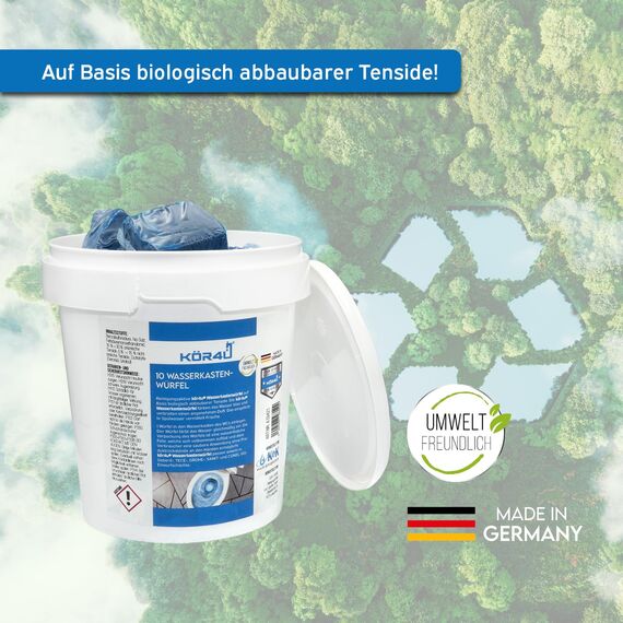 kör4u Wasserkastenwürfel – 30 blaue WC-Tabs, frisch, selbstaktive Reinigung gegen Kalk & Ablagerungen, umweltfreundlich & biologisch abbaubar