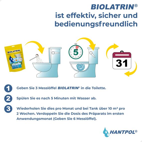 BIOLATRIN Classic 400 g Geruchsentferner und Klärgrubenreiniger – Biologisches Mittel gegen Geruch & Schlamm in Sickergrube & Außentoilette – Zersetzt Fäkalien & Papier – Für Kleingarten & Camping WC