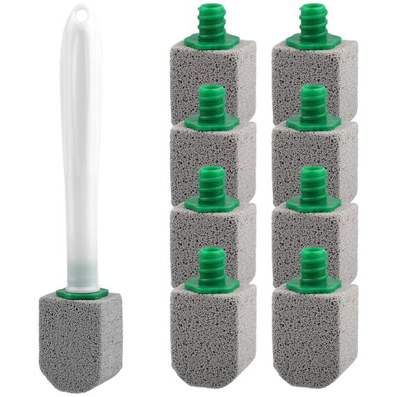Bimsstein Toilettenreiniger, 10 Stück WC Cleaning Block mit 1 Griff, Reinigungsstein für WC, Badezimmer, Küche & Schwimmbäder, hartnäckige Flecken, Kalk & Urinstein