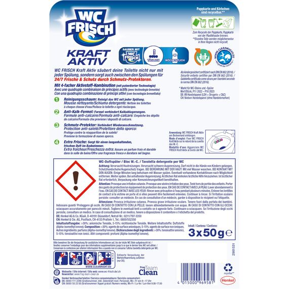 WC FRISCH Kraft Aktiv Duftspüler Hawaii (150 g), WC Reiniger für Reinigung bei jeder Spülung, Duftsteine für langanhaltend frischen Duft, + 50 Prozent Anti-Kalk Effekt*