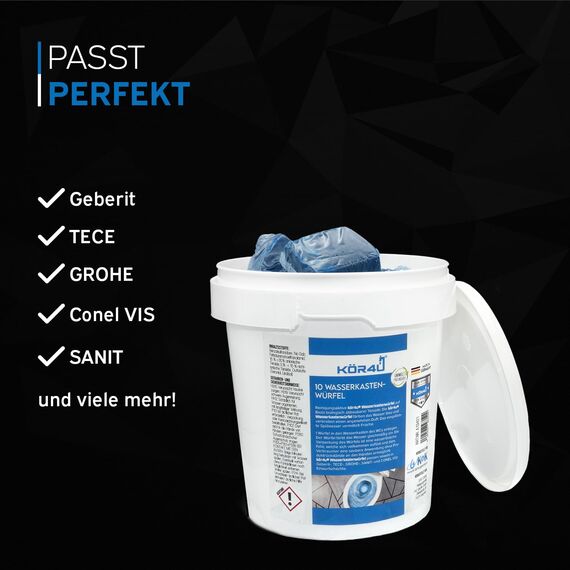 kör4u Wasserkastenwürfel – 10 blaue WC-Tabs, frisch, selbstaktive Reinigung gegen Kalk & Ablagerungen, umweltfreundlich & biologisch abbaubar