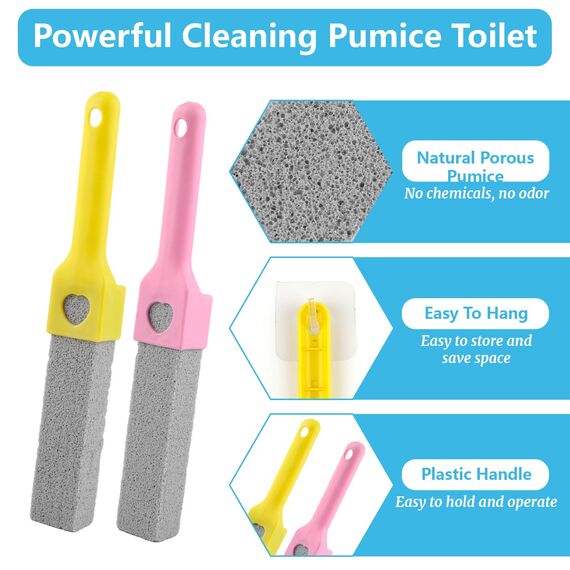 10 Stück Bimsstein Toilettenreiniger mit 2 Griff, Bimsstein Toilette, Austauschbar Cleaning Block WC, Pumice Stone Toilet Cleaner für Toilette Küche Bad Dusche Waschbecken