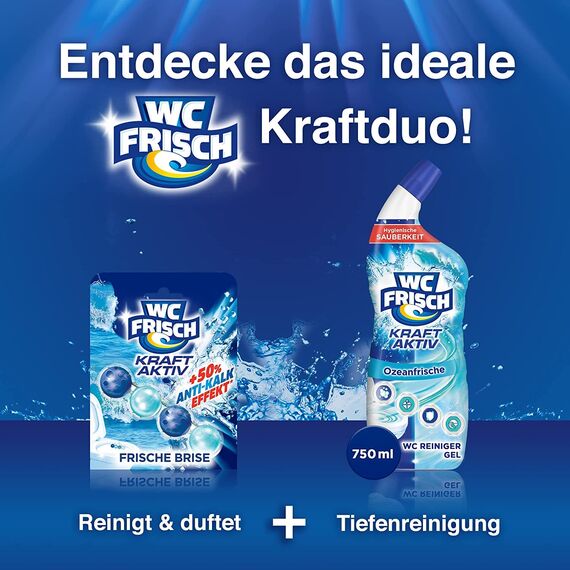 WC FRISCH WC Reiniger Gel Ozeanfrische (750 ml), WC Reiniger mit Lufterfrischer-Effekt, Toilettenreiniger sorgt für hygienische Frische, mit 4-fach Aktivstoff-Kombination