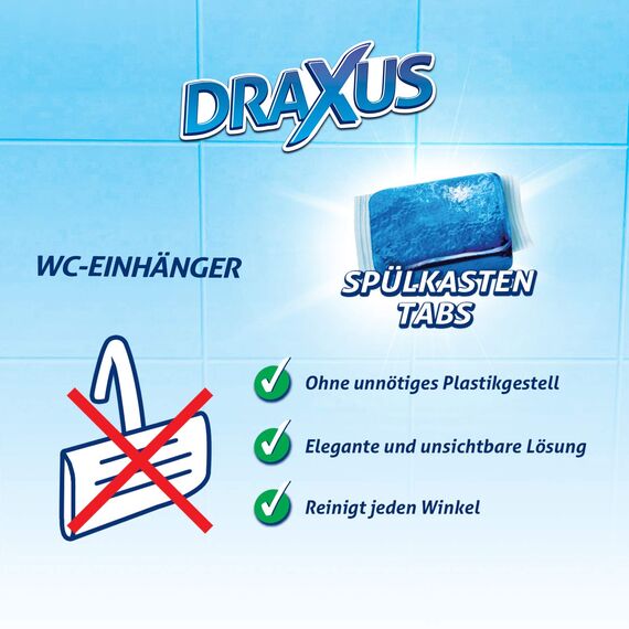 DRAXUS 60x Spülkasten Tabs I Wasserkastenwürfel für den Spülkasten im XXL Pack I Färbt das Wasser blau I Sorgt für extra Frische und hält die Toilette sauber (3x Spar-Set)