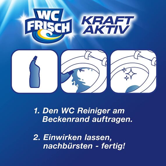 WC FRISCH WC Reiniger Gel Ozeanfrische (750 ml), WC Reiniger mit Lufterfrischer-Effekt, Toilettenreiniger sorgt für hygienische Frische, mit 4-fach Aktivstoff-Kombination