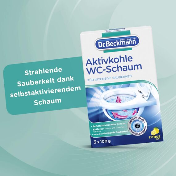 Dr. Beckmann Aktivkohle Wc-Schaum, Selbstaktivierender Schaum 18x 100 g