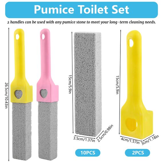 10 Stück Bimsstein Toilettenreiniger mit 2 Griff, Bimsstein Toilette, Austauschbar Cleaning Block WC, Pumice Stone Toilet Cleaner für Toilette Küche Bad Dusche Waschbecken