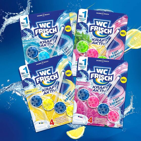 WC-Frisch Kraft Aktiv Ausprobier-Set Duftspüler, 4 verschiedene Düfte 50 g (4 x 1er Pack)