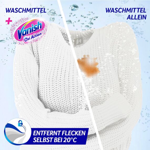 Vanish Oxi Action Powerweiss Pulver – 1 x 1,125 kg – Fleckenentferner und Wäsche-Booster Pulver ohne Chlor – Für weiße Wäsche (Packung mit 3)