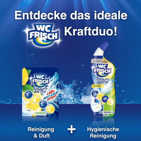 WC-Frisch WC Reiniger Gel Lemon (750 ml), WC Reiniger mit Lufterfrischer-Effekt, Toilettenreiniger sorgt für hygienische Frische, mit 4-fach Aktivstoff-Kombination