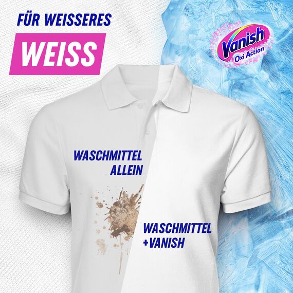 Vanish Oxi Action Powerweiss Pulver – 1 x 1,125 kg – Fleckenentferner und Wäsche-Booster Pulver ohne Chlor – Für weiße Wäsche