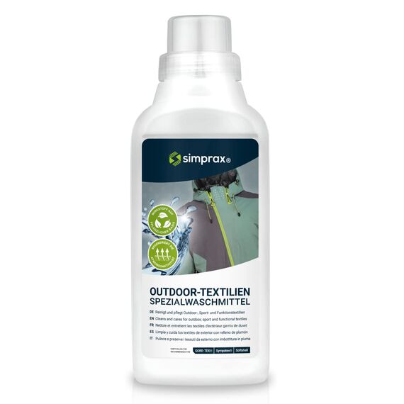 simprax® Funktions- & Outdoorbekleidung Waschmittel als Vorbereitung für wirkungsvolle Imprägnierung I erneuert Atmungsaktivität und effektiv gegen Schmutz, Pflanzenbasiert, Hautverträglich