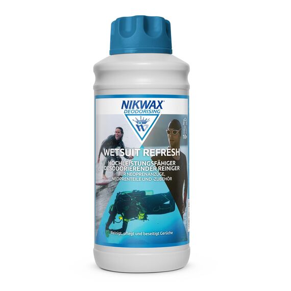 Nikwax Wetsuit Refresh 1L - Reiniger, Pflegemittel & Deodorant für Neoprenanzüge & Neoprenanzugzubehör. Leistungsstarkes Neoprenanzugshampoo und -erfrischer mit Ozeanbrise-Duft