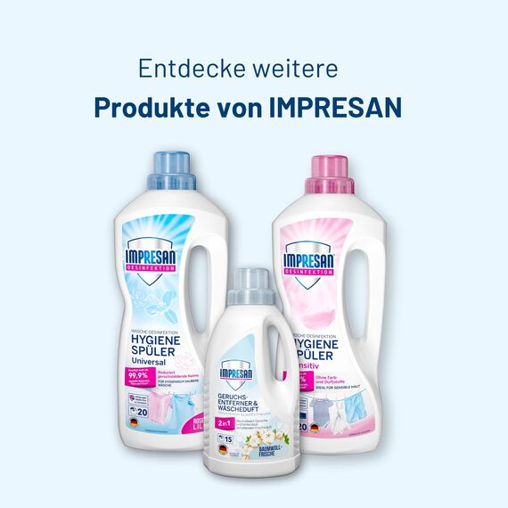 IMPRESAN Hygiene-Spüler Sensitiv | Wäschedesinfektion für hygienisch reine Wäsche | Effektiv gegen Bakterien, Pilze & Viren | 1500 ml