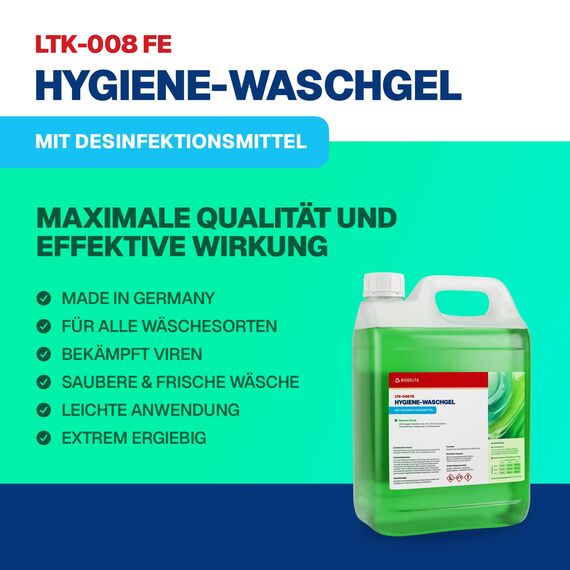 BioFormel LTK008 FE | Hygiene Waschmittel | Desinfektionswaschmittel | Wirkt desinfizierend für Ihre Kleidung | Konzentrat | Made in Germany (5L)