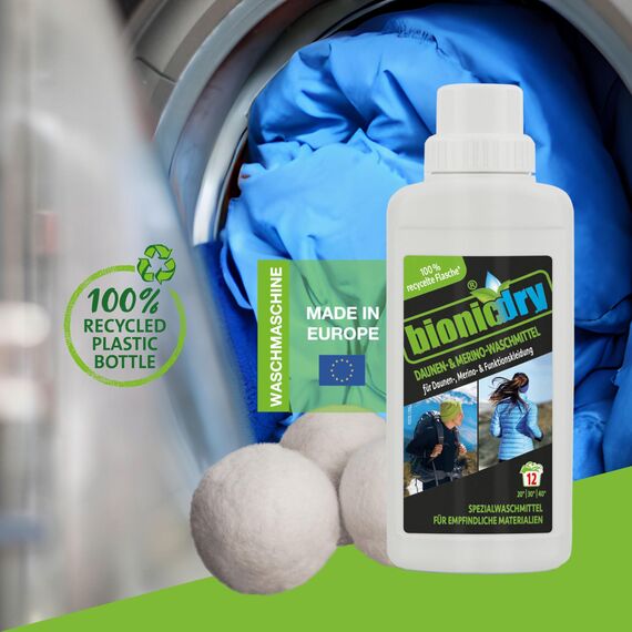 bionicdry Waschmittel-Set für Daunen-, Merino- & Funktionskleidung hygienische schonende Reinigung empfindlicher Materialien, Daunenjacken, Schlafsack, Bettdecken, Merinounterwäsche, Funktionsfaser