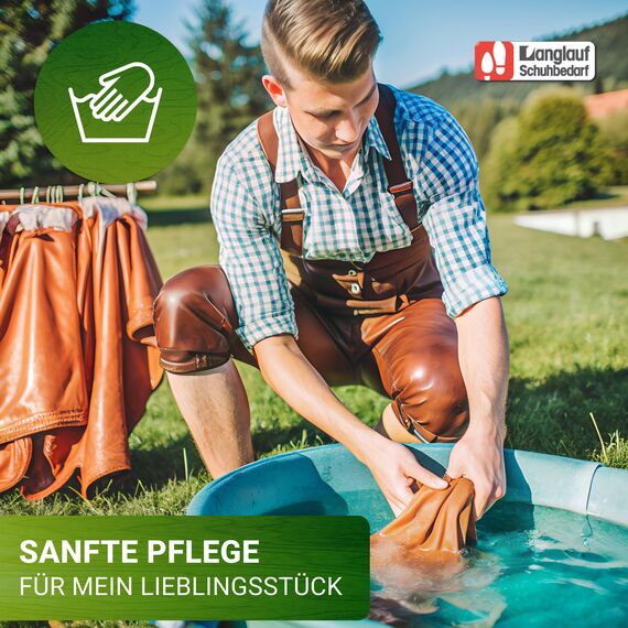 Langlauf Schuhbedarf Lederwaschmittel Lederbekleidung Lammfellwaschmittel 250ml Flasche für viele Wäschen Ledershampoo Hand & Maschinenwäsche Lambskin Leather Detergent Lederseife