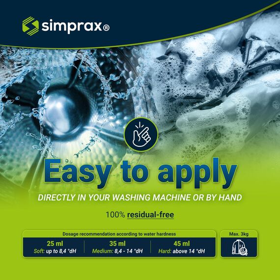 simprax® Funktions- & Outdoorbekleidung Waschmittel als Vorbereitung für wirkungsvolle Imprägnierung I erneuert Atmungsaktivität und effektiv gegen Schmutz, Pflanzenbasiert, Hautverträglich