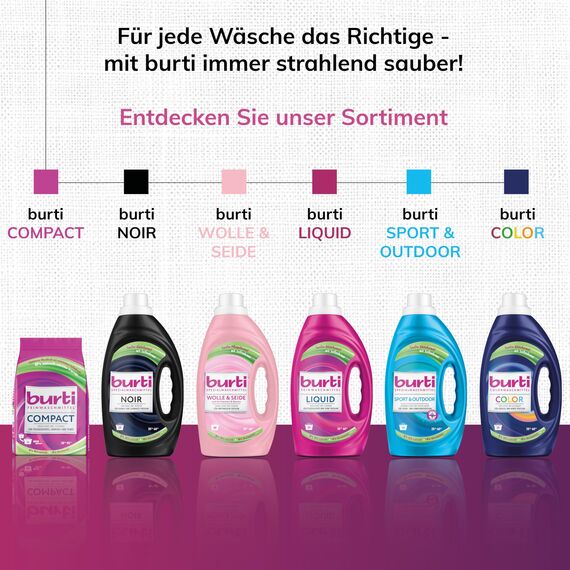 burti Sport & Outdoor Waschmittel flüssig – Flüssigwaschmittel ohne Bleichmittel & Weichspüler – Sportwaschmittel für Wäscheduft - 29 Wäschen