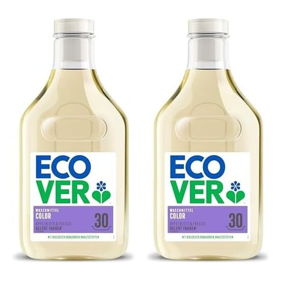 Ecover Bio, Farbwaschmittel Apfelblüte & Freesien, Farbwaschmittel zum Konservieren und Schützen von Kleidung, 30 Ladungen, 1.5L (Packung mit 2)
