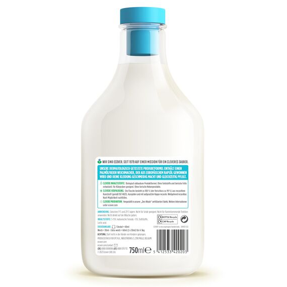 Ecover Weichspüler - Rose & Bergamotte (750 ml / 25 Waschladungen), pflanzenbasierte Ökowaschmittel für weiche und duftende Wäsche