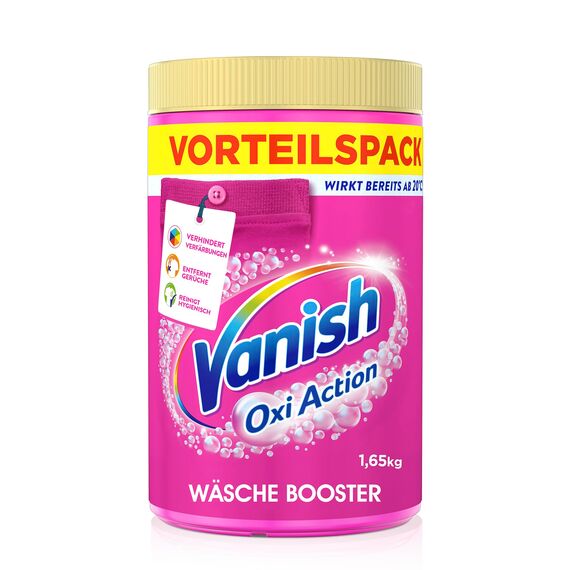 Vanish Oxi Action Pulver Pink – 6 x 1,65 kg – Fleckenentferner und Wäsche-Booster Pulver ohne Chlor – Für bunte Wäsche
