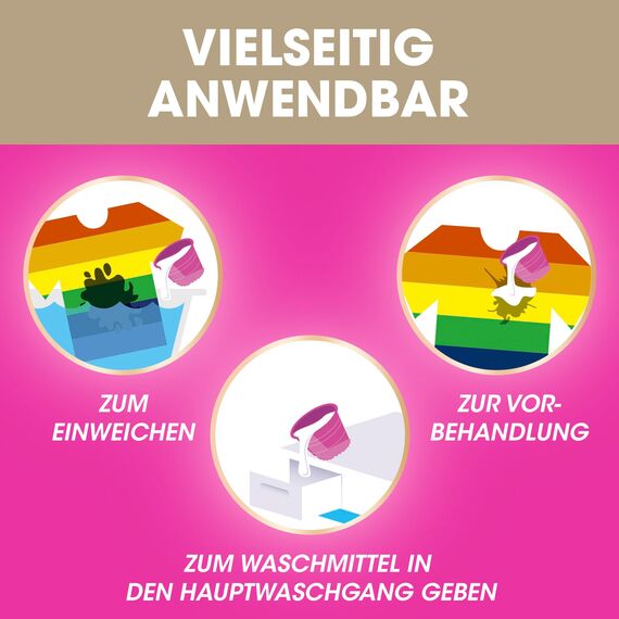Vanish Oxi Action Pulver Pink – 6 x 1,65 kg – Fleckenentferner und Wäsche-Booster Pulver ohne Chlor – Für bunte Wäsche