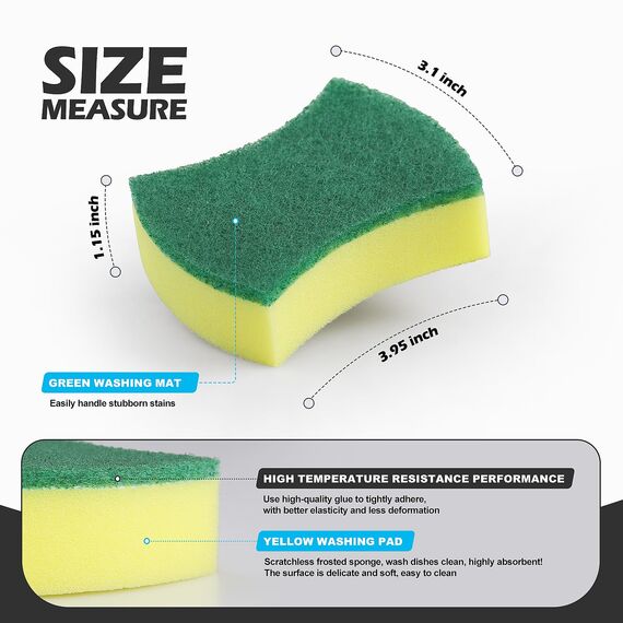 Putzschwamm Spülschwamm Küchenschwamm Zweiseitig Reinigungsschwamm Fleckenentferner Scheuerschwamm, 96 Stück, Größe: 11 x 7 x 3cm…