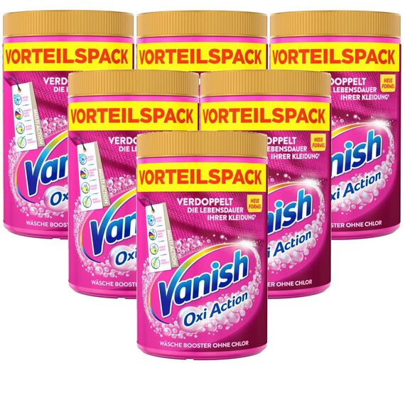 Vanish Oxi Action Pulver Pink – 6 x 1,65 kg – Fleckenentferner und Wäsche-Booster Pulver ohne Chlor – Für bunte Wäsche