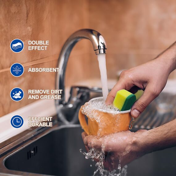 Putzschwamm Spülschwamm Küchenschwamm Zweiseitig Reinigungsschwamm Fleckenentferner Scheuerschwamm, 300 Stück, Größe: 11 x 7 x 3cm