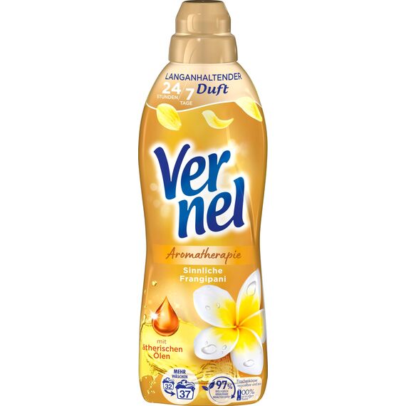 VERNEL Weichspüler Aromatherapie-Set 5x 37 Waschladungen (185WL) 1x Sinnliche Frangipani, 1x Zauberhafte Malediven, 1x Faszinierender Dschungel, 1x Traumhafte Lotusblüte, 1x Bezaubernde Magnolie