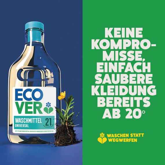 Ecover Waschmittel Color Apfelblüte & Freesie (1 L/20 Waschladungen), Flüssigwaschmittel mit pflanzenbasierten Inhaltsstoffen, Colorwaschmittel für Erhalt und Schutz der Kleidung
