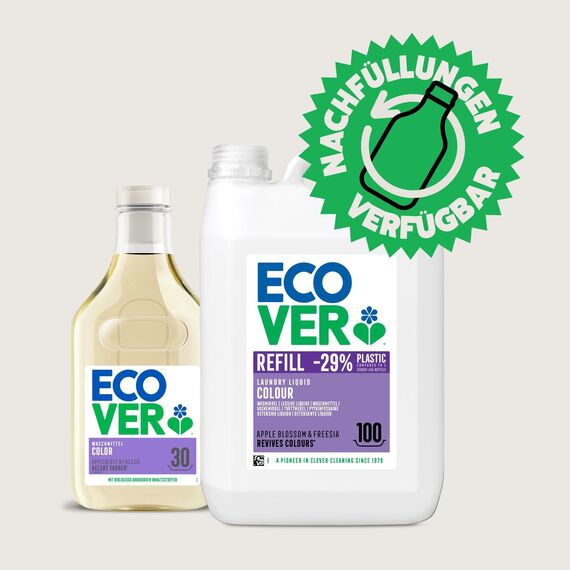 Ecover Waschmittel Color, flüssig, mit Apfelblüten- und Freesienduft, waschmittel flüssig, 30 Waschladungen, 1 x 1,5L