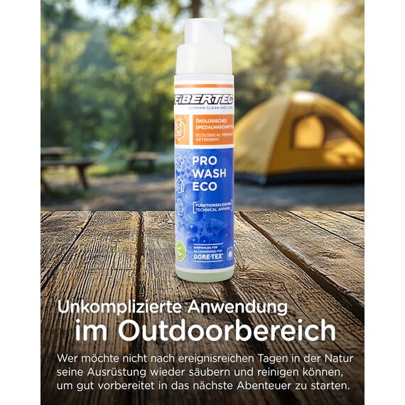 FIBERTEC Pro Wash Eco Ökologisches Waschmittel flüssig 250ml - Waschmittel für Outdoorbekleidung & Funktionskleidung, Biologisch abbaubar, Made in Germany