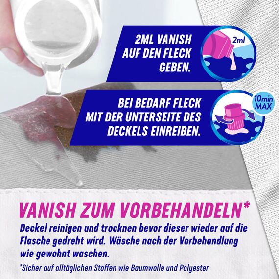 Vanish Oxi Action Powerweiss Gel – 1 x 1,5 l - Fleckenentferner und Wäsche-Booster Gel ohne Chlor – Für weiße Wäsche