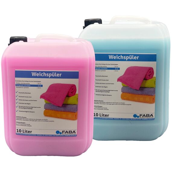 FABA Weichspüler blau/rose, 2x10 Liter für weiche Wäsche mit angenehm frischem Duft.