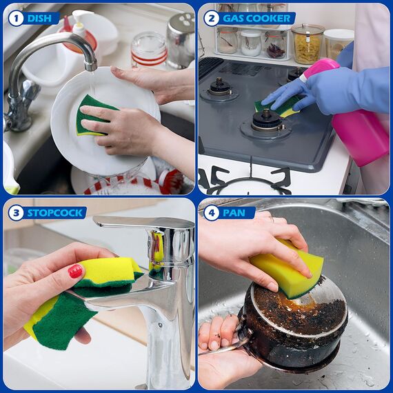 Putzschwamm Spülschwamm Küchenschwamm Zweiseitig Reinigungsschwamm Fleckenentferner Scheuerschwamm, 96 Stück, Größe: 11 x 7 x 3cm…