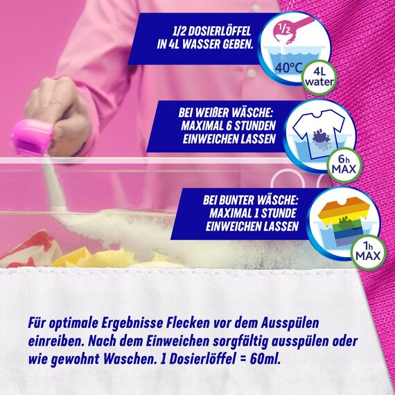 Vanish Oxi Action Pulver Pink – 1 x 1,65 kg – Fleckenentferner und Wäsche-Booster Pulver ohne Chlor – Für bunte Wäsche