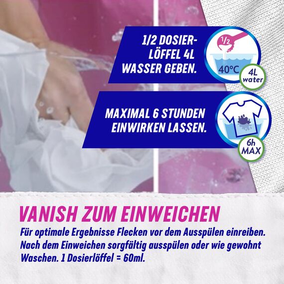 Vanish Oxi Action Powerweiss Gel – 1 x 1,5 l - Fleckenentferner und Wäsche-Booster Gel ohne Chlor – Für weiße Wäsche