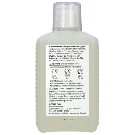 DERMA Fluid Sensitive Waschmittel ohne Duftstoffe, Parfüm, Enzyme, Zusatzstoffe, Weichspüler - Ideal für Babys, Allergiker, empfindliche & allergische Haut (250 ml / 50 WL)