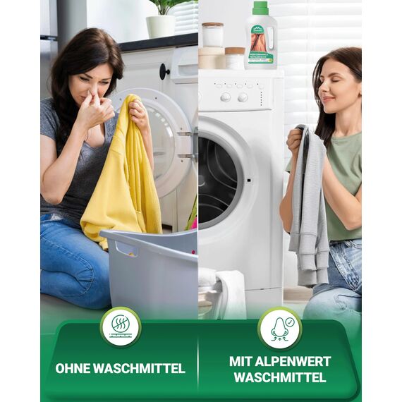 ALPENWERT® Sportwaschmittel [MADE IN GERMANY] für Funktionskleidung, Sportbekleidung & Outdoor-Textilien Spezialwaschmittel für Gore-Tex, Softshell & Skibekleidung Geruchsneutral & materialschonend