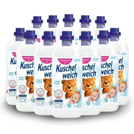 Kuschelweich Weichspüler Sanft & Mild Hypoallergen, 12er Pack (12 x 1 l)