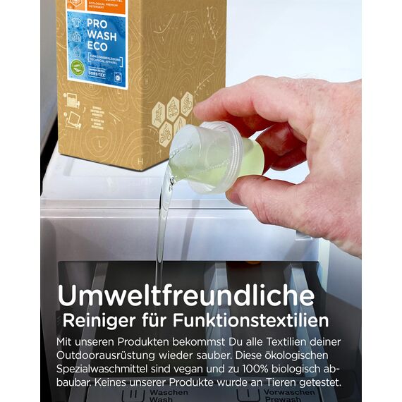 FIBERTEC Pro Wash Eco Ökologisches Waschmittel flüssig 3L - Waschmittel für Outdoorbekleidung & Funktionskleidung, Biologisch abbaubar, Made in Germany