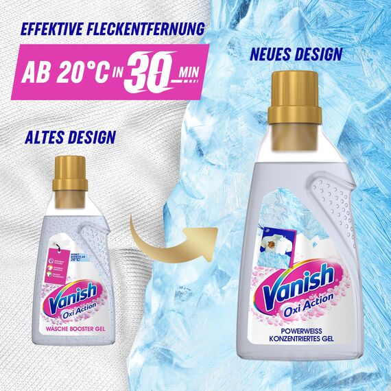 Vanish Oxi Action Powerweiss Gel – 1 x 1,5 l - Fleckenentferner und Wäsche-Booster Gel ohne Chlor – Für weiße Wäsche