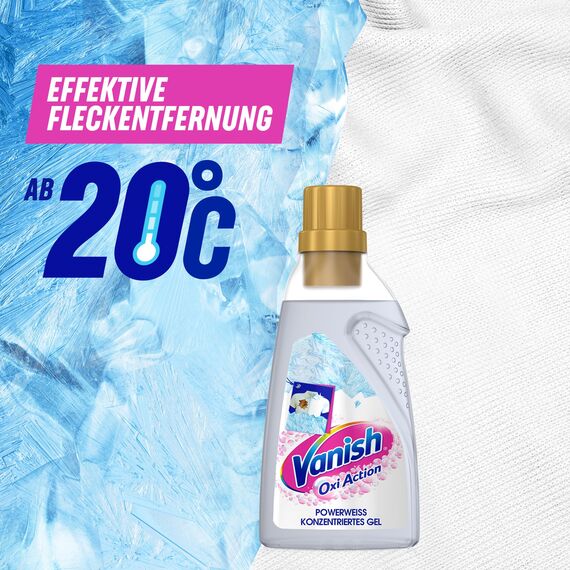 Vanish Oxi Action Powerweiss Gel – 1 x 1,5 l - Fleckenentferner und Wäsche-Booster Gel ohne Chlor – Für weiße Wäsche