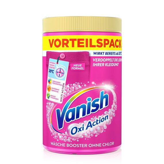 Vanish Oxi Action Pulver Pink – 1 x 1,65 kg – Fleckenentferner und Wäsche-Booster Pulver ohne Chlor – Für bunte Wäsche (Packung mit 2)