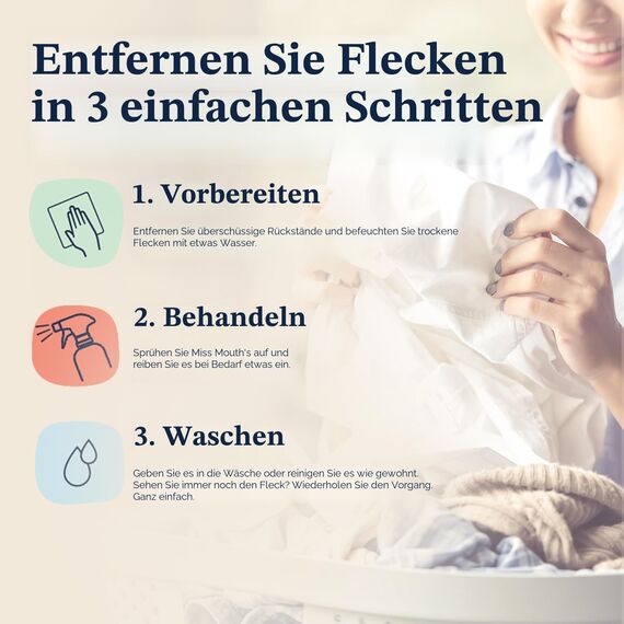 Miss Mouth's Messy Eater Fleckenbehandlungsspray, 120 ml, Fleckenentferner, Neugeborene und Babys, keine chemische Reinigung, Lebensmittel, Fett, Kaffee, Wäsche, Unterwäsche, Stoff